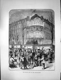 Original Old Antique Print 1869 Street Scene New Year'S Day Boulevards 19th