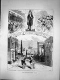 Original Old Antique Print 1869 Westminster Play Theatre Scene Actors Audience