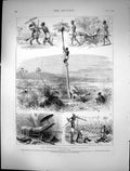 Old Print 1873 Ashantee War Coomassie Reconnoitre Encampment Siers Nativ 19th