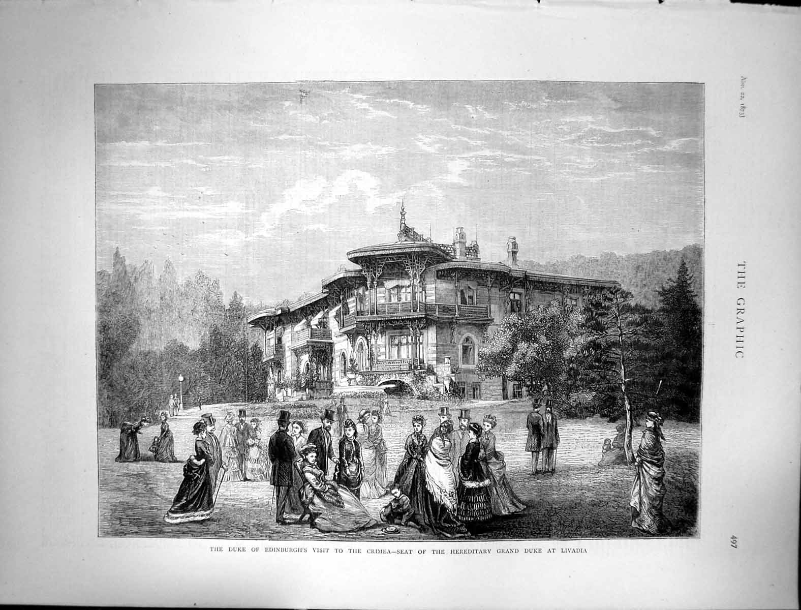 Old Print 1873 Duke Edinburgh Visit Crimea Hereditary Grand Duke Livadia 19th