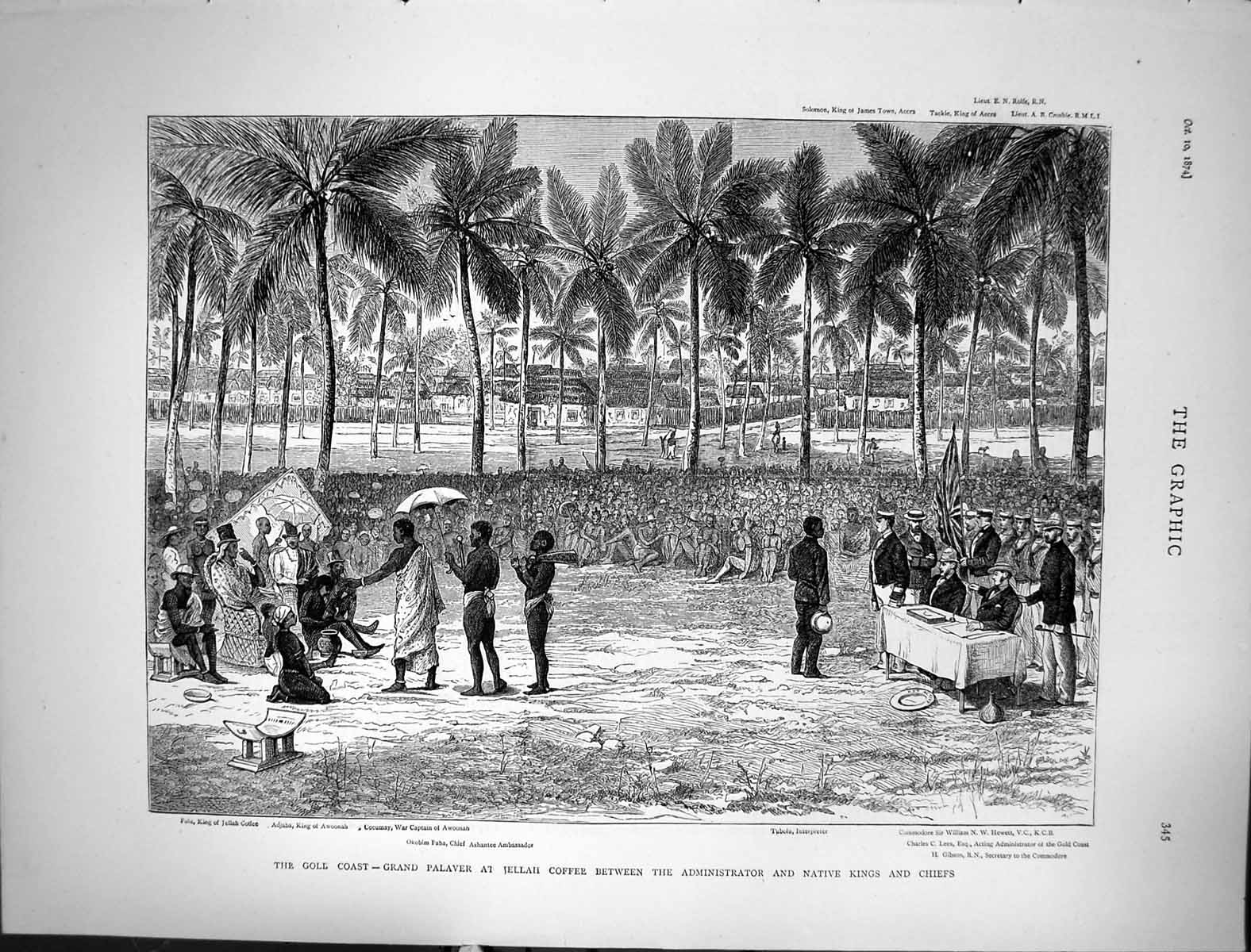 Antique Print 1874 GCoast Jellah Coffee Native Kings Chiefs Cocumay Awoonah