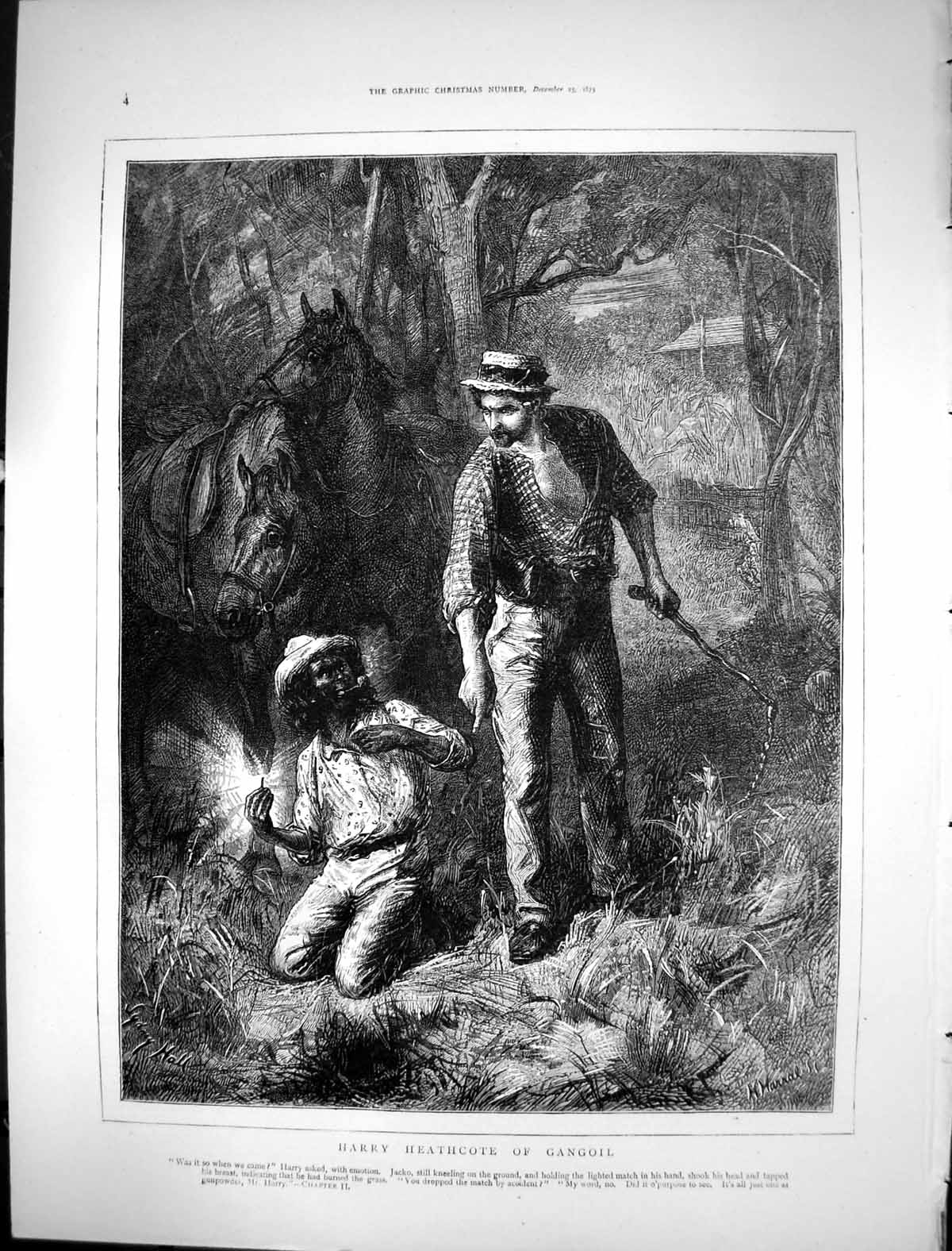 Old Antique Print 1873 Harry Heathcote Gangoil Jacko Horses Smoking Pipe 19th