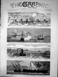 Old 1873 Cartagena Galeras Castle Ships Tetuan Shears Fort Ataloya Nu Victorian