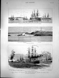 Old 1882 Egypt War Ships Suda Bay Superb Monarch Galissoniere Alexand Victorian