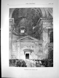 Original Old Antique Print 1869 Entrance Council Hall Architecture Building