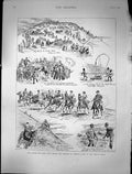 Original Old Antique Print 1889 Sham Fight Emperor Germany Siers Horses 19th