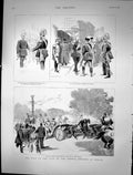 Old Antique Print 1889 Visit Czar German Emperor Berlin Germany War Siers 19th