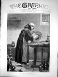 Antique Print 1873 Convent Drudge Monk Polishng Silver Marks Dudley Gallery