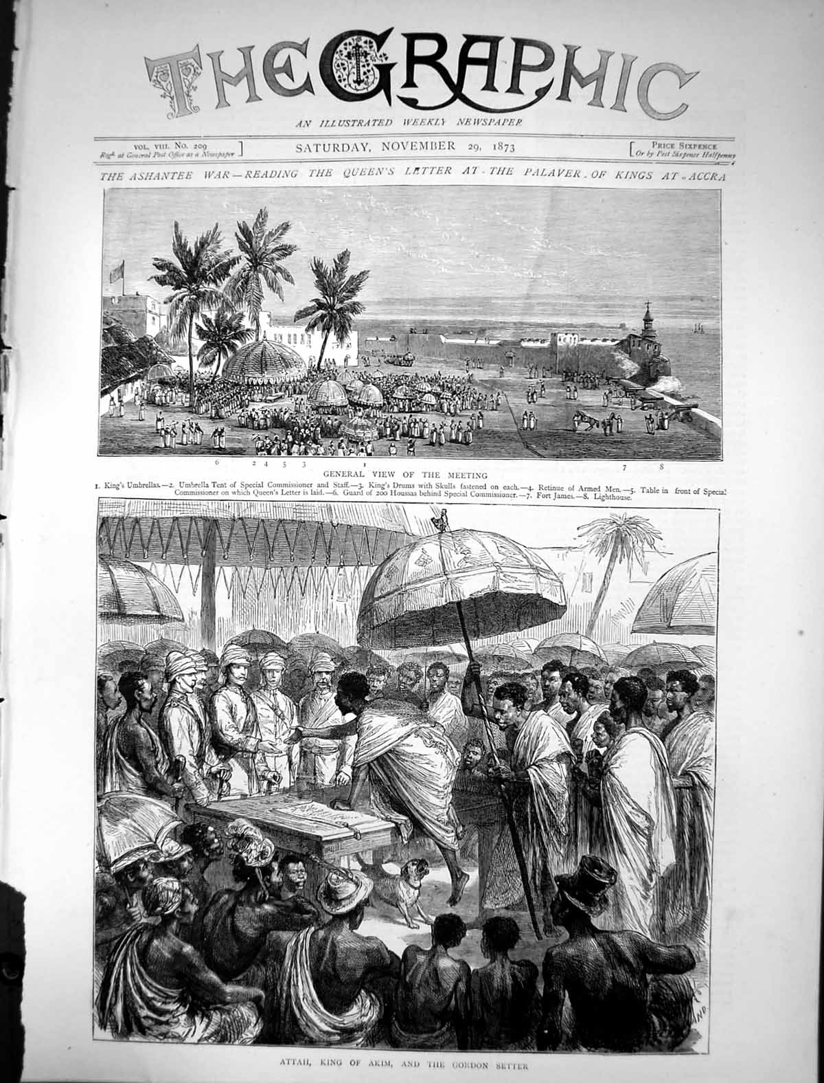 Old 1873 Attah King Akim Gordon Setter Ashantee War Meeting Kings Acc Victorian