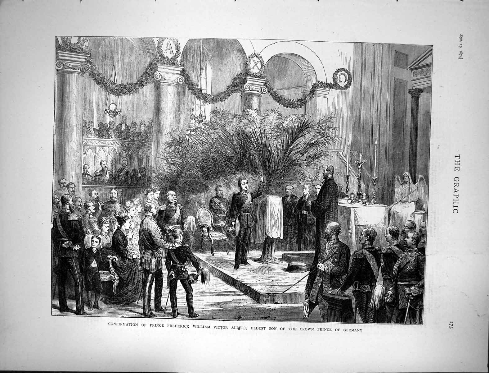Old 1874 Confirmation Prince Frederick William Victor Albert Crown Ge Victorian