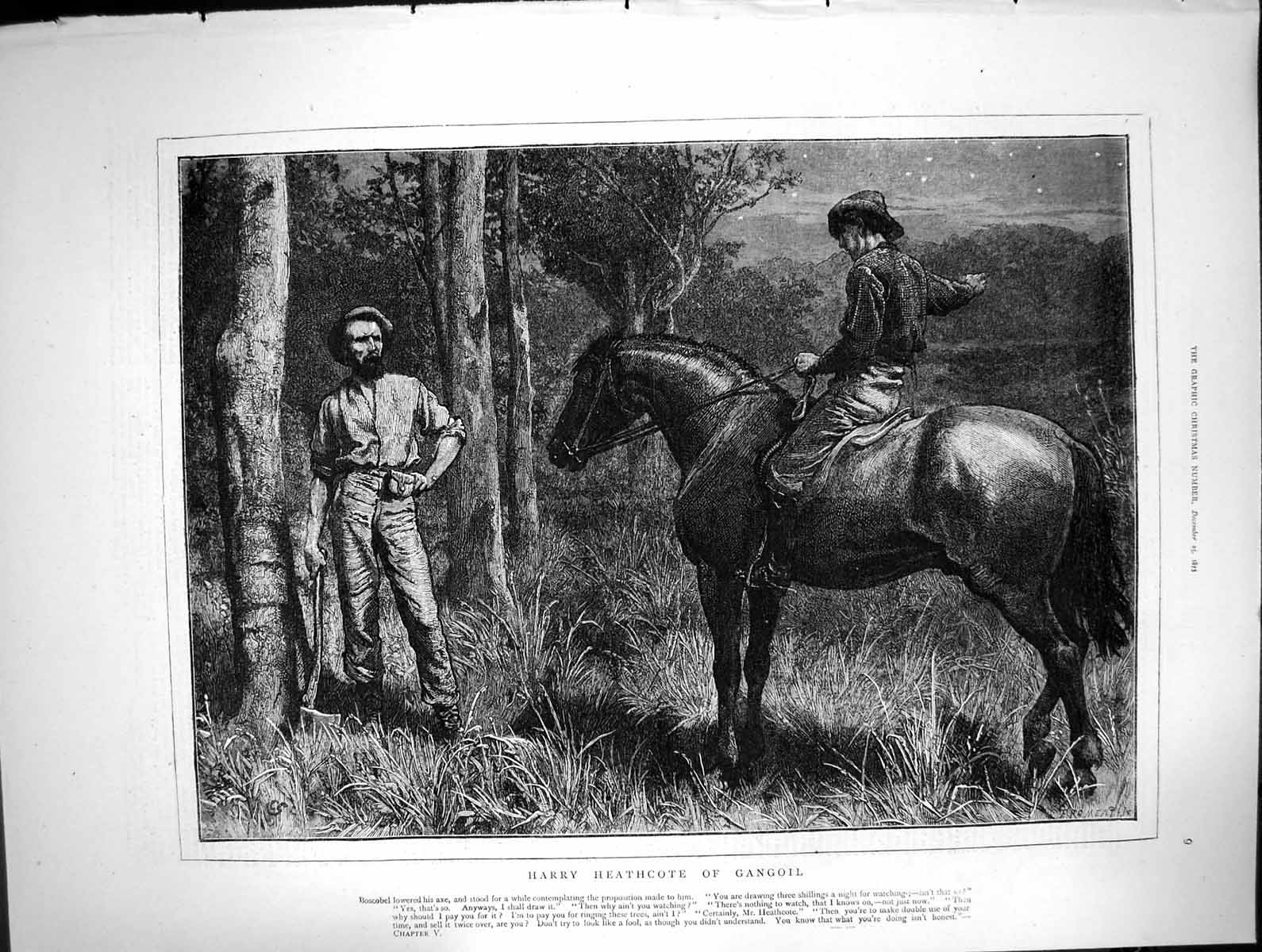 Antique Old Print Harry Heathcote Gangoil Heathcote Horseback Boscobel 1873