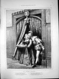 Original Old Antique Print Jesters Revenge Kisses Lady Christmas Pudding 1873