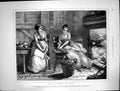 Original Old Antique Print Harry Heathcote Gangoil Women Talking Fireplace 1873
