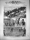 Antique Old Print Manoeuvres Dartmoor Road Horrabridge Playing Rounders 1873