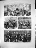 Antique Old Print Duke Duchess Edinburgh Ashford Torchlight Procession 1874