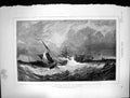 Old Antique Print South-East Gale Channel Edwin Hayes Ships Tossed 1873 19th