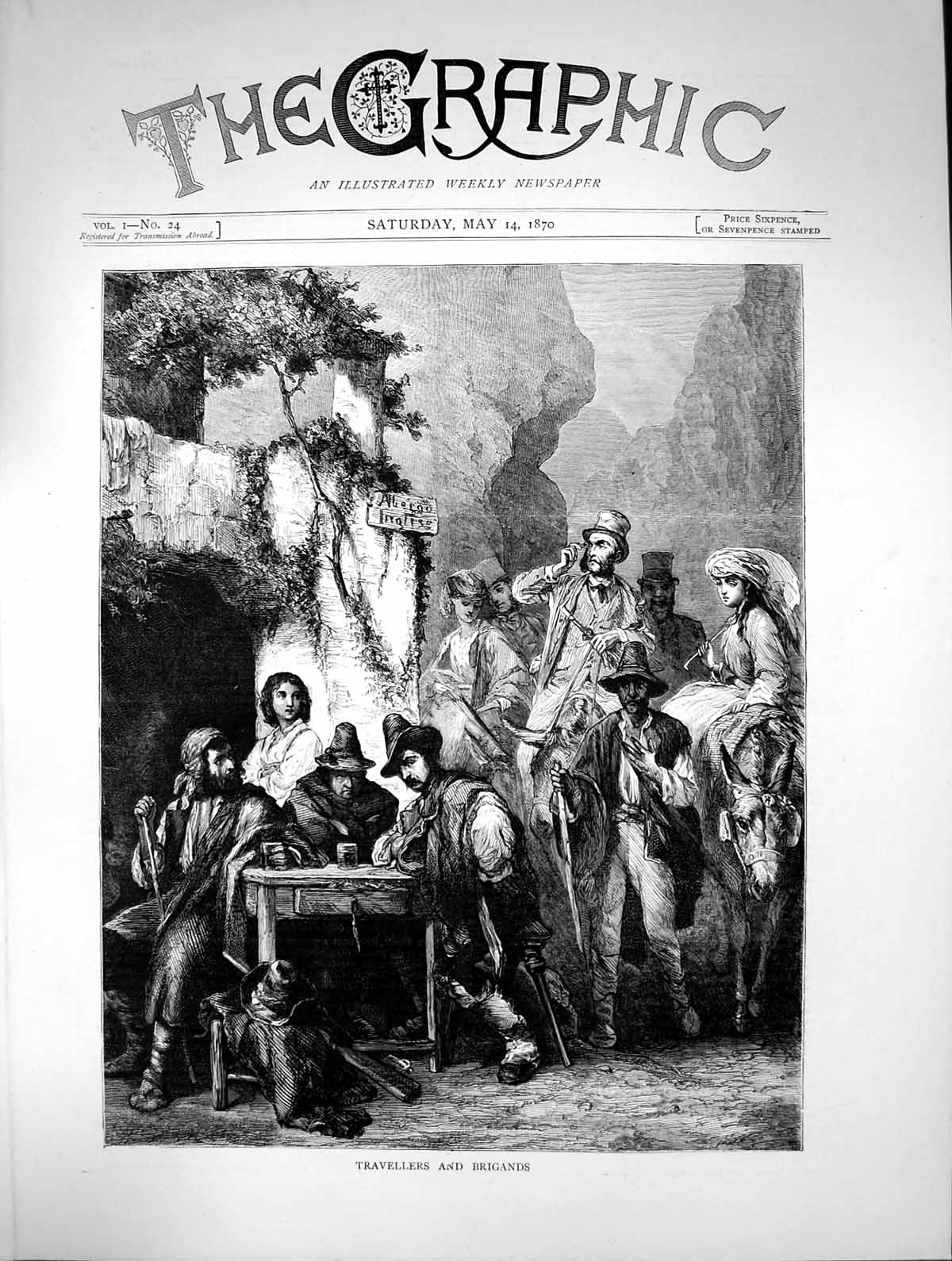Antique Print Travellers Brigands Cretius Paterfamiliias Horse Shepherd1870