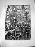 Old Antique Print Smoking Concert Wandering Minstrels Band Conductor 1870 19th