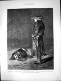 Old Antique Print Ninety Three Dungeon Cimourdain Look Down Gauvain 1874 19th
