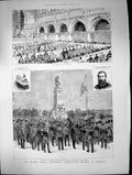 Original Old Antique Print National Armada Tercentenary Memorial Plymouth 1890