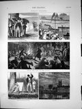 Old Antique Print Henley Regatta Course From Lawn Round Fire Island 1874 19th