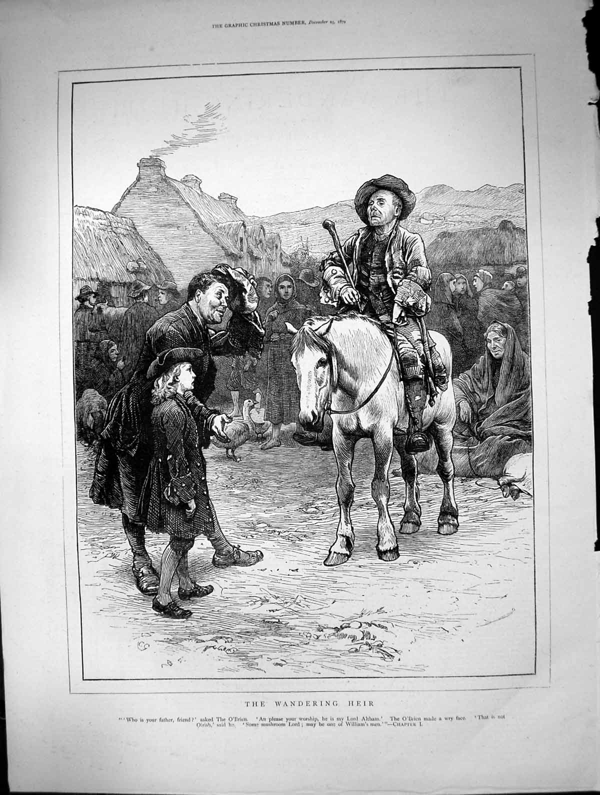 Original Old Antique Print Wandering Heir Obrien Friend Reply Lord Altham 1872