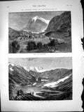 Antique Old Print Autumn Tour Switzerland Wetterhorn Hospice St Bernard 1874