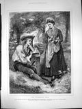 Antique Old Print Wandering Heir Girl Timid Approach Philip Mrs Surefoot 1872