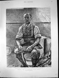 Antique Old Print Convict Life Wormwood Scrubs Prison Convict Work Cell 1889
