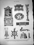 Original Old Antique Print Ancient Art Recent National Exhibition Brussels 1882