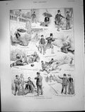 Old Antique Print Hydropathic Tragedy Lady Smoker Fire Put Out Water 1890 19th