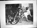 Antique Old Print Intruding Puppies Edwin Landseer Stealing Food Bowl 1891 19th