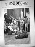 Original Old Antique Print Gamecocks Orient Liner Bound For Australia 1891 19th