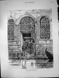 Antique Old Print Past Present Harry Quilter Lady Gent Rope Boat Canal 1882