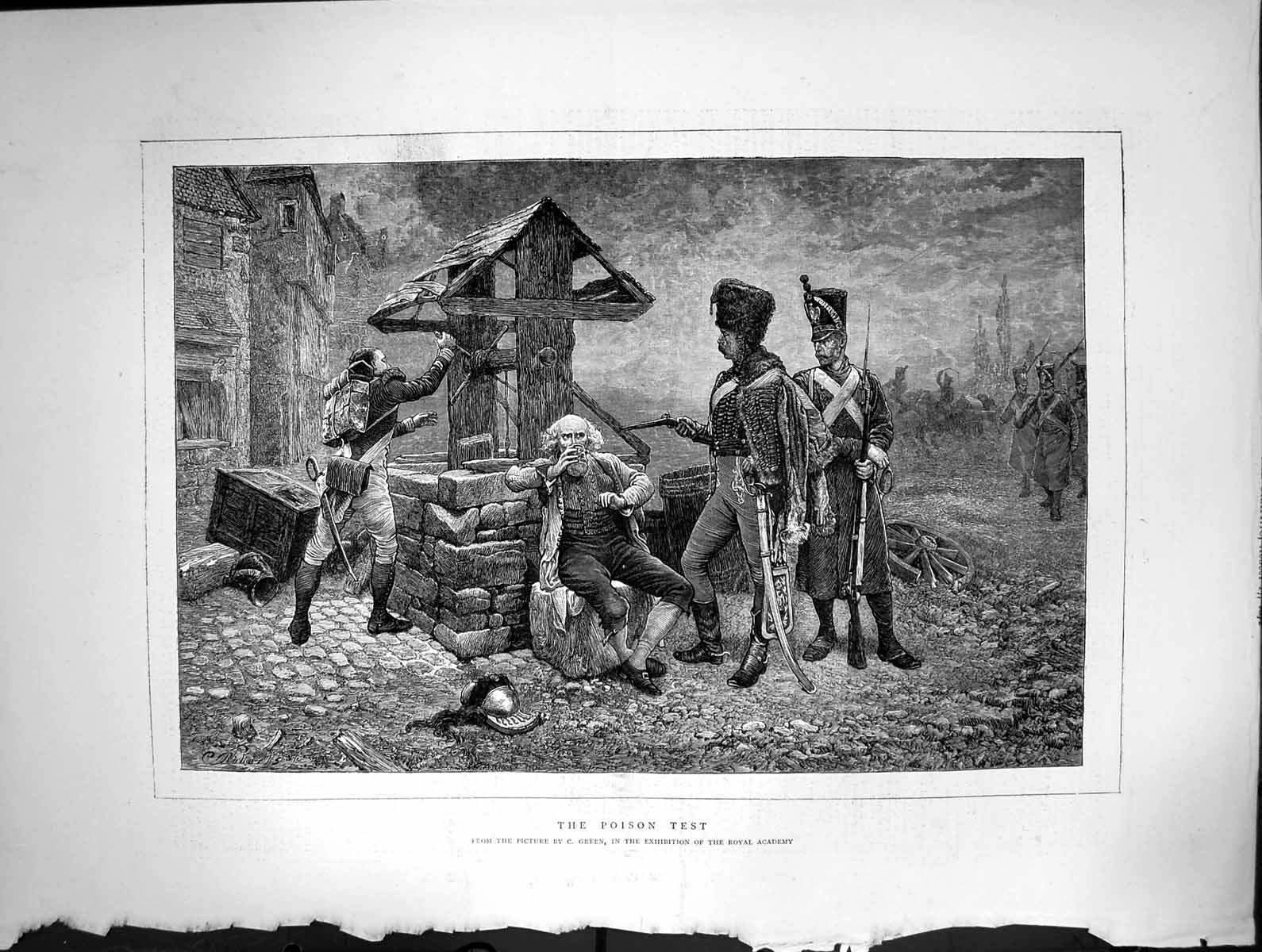 Antique Old Print Poison Test C Green Sier Gun Mans Head Watering Well 1872