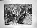 Original Old Antique Print Horticultural Gardens Group Well Dressed People 1872