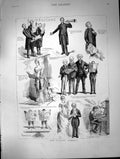Antique Old Print Village Concert Church Choir Singers Accompanist Duet 1886