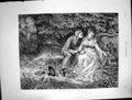 Old Antique Print Strayed From Picnic Gentleman Kissing Lady Woods 1873 19th