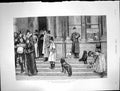 Antique Old Print Dog Question No Admittance Outside Army Navy Stores 1889 19th