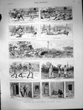 Old Antique Print Humours Campaigning Upper Burma Punjaubi Phoongyee 1886 19th