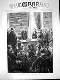 Original Old Antique Print Irish Deputations Mr Gladstone Hawarden Castle 1886