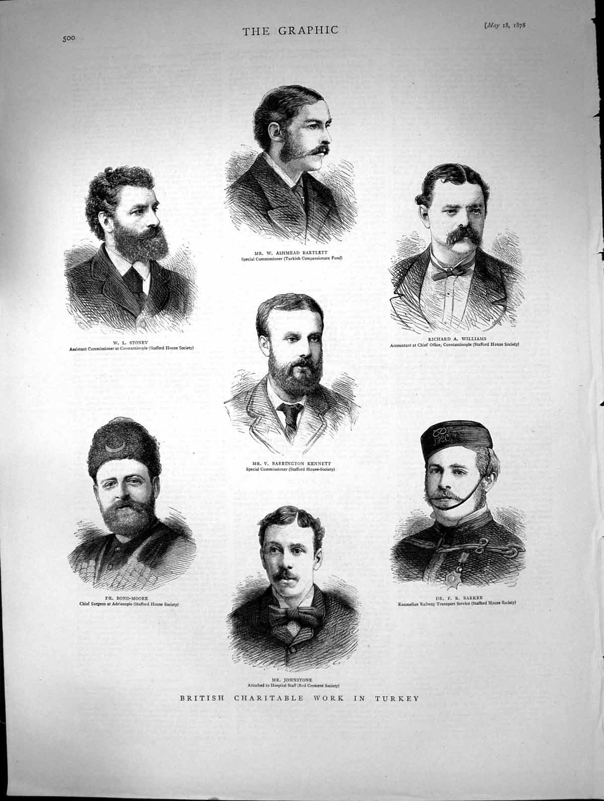 Antique Old Print British Charitable Work Turkey Dr Bond-Moore Surgeon 1878