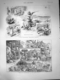 Antique Print Military Surveying Himalayas Partridge Shooting Barbary 1888 19th
