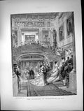 Original Old Antique Print Staircase Buckingham Palace Ladies Gowns Gents 1870
