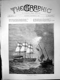 Old Antique Print From England To America Large Small Sailing Ships 1869 19th