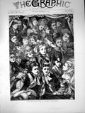 Antique Old Print Thanksgiving Day Hearty Welcome Happy Smiling Faces 1872 19th