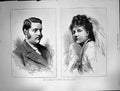 Original Old Antique Print Marquis Bute And His Bride Long Curly Hair 1872 19th