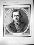 Antique Old Print Portrait Bishop Winchester Born 1805 Killed Fall Horse 1873