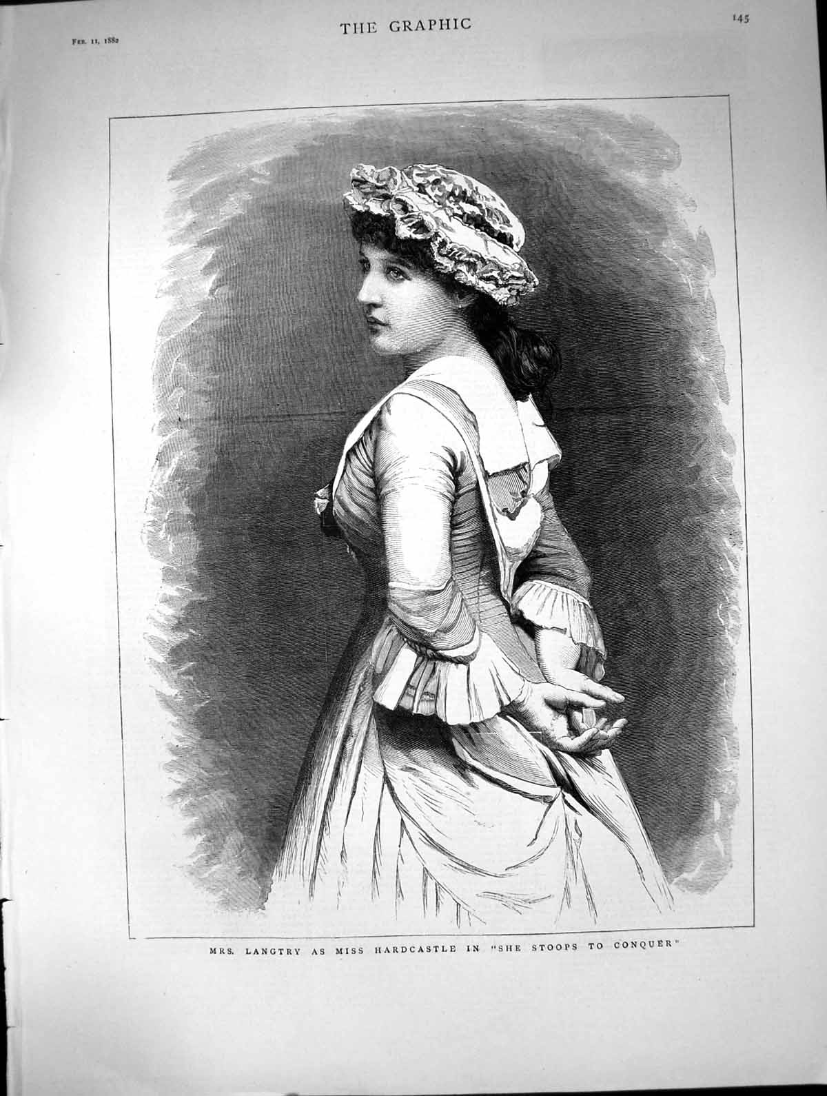 Old Antique Print Mrs Langley Miss Hardcastle She Stoops To Conquer 1882 19th
