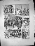 Antique Old Print Bull China Shop Bull Onboard Breaks Out Charges Gunned 1890